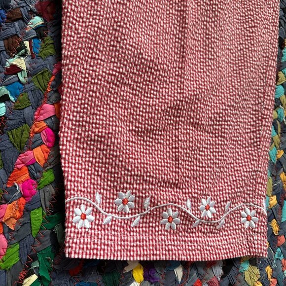 Vintage Red White Gingham Embroidered Cropped Pants Women’s Plus Size 2X Spring - Picture 8 of 14